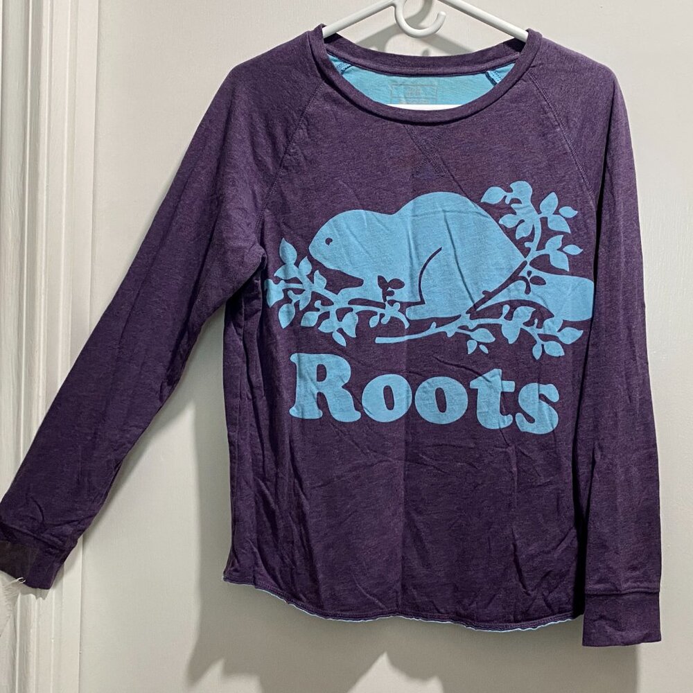 Roots Athletics Canada Purple Casual Sporty L/S Tight Knit Double Layer Top M